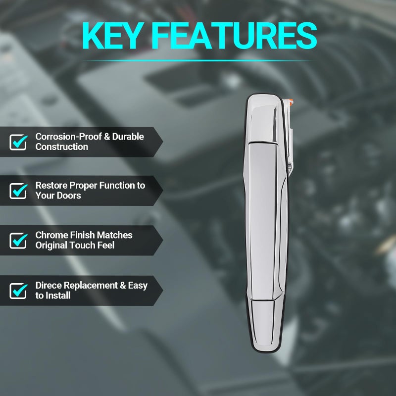 MNJWS Exterior Chrome Door Handle, Rear Passenger Side, Compatible with 2007-2014 Chevy Silverado Suburban Tahoe GMC Sierra Yukon Cadillac Escalade, Replace 22738726 84053450 80547 - Image 4